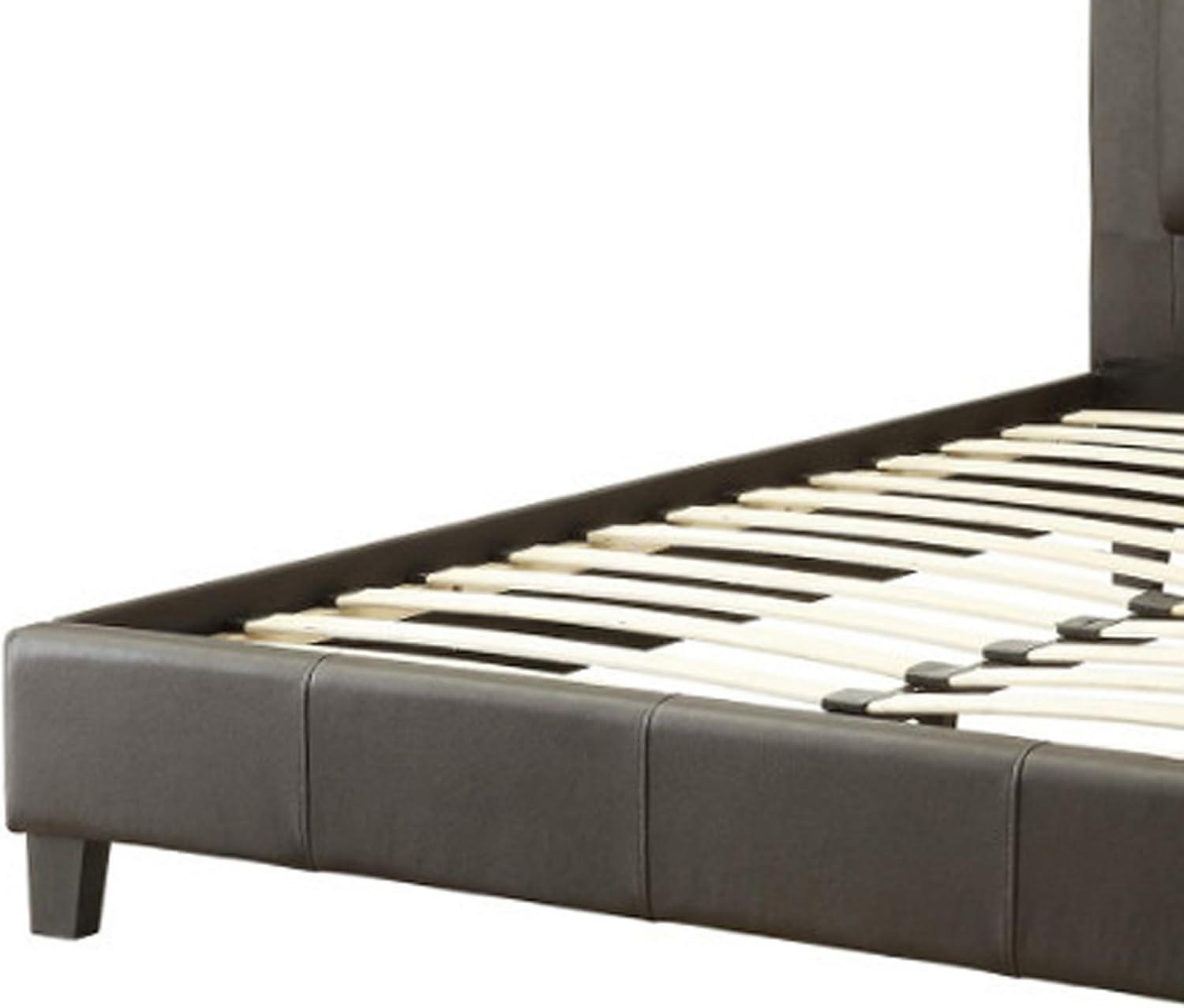 Benjara Elegant Wooden Eastern King Bed With PU Head Board, Brown