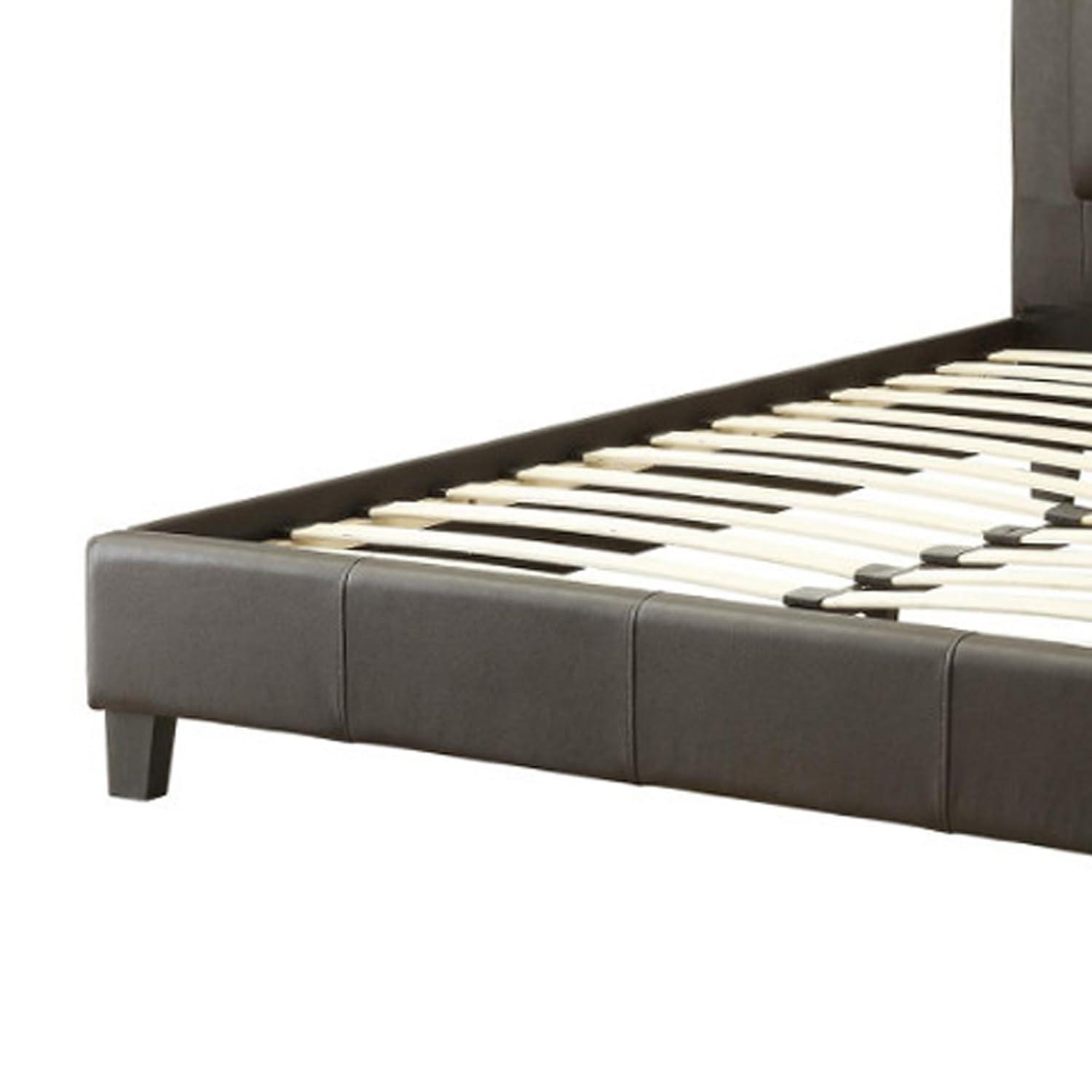 Benjara Elegant Wooden Eastern King Bed With PU Head Board, Brown