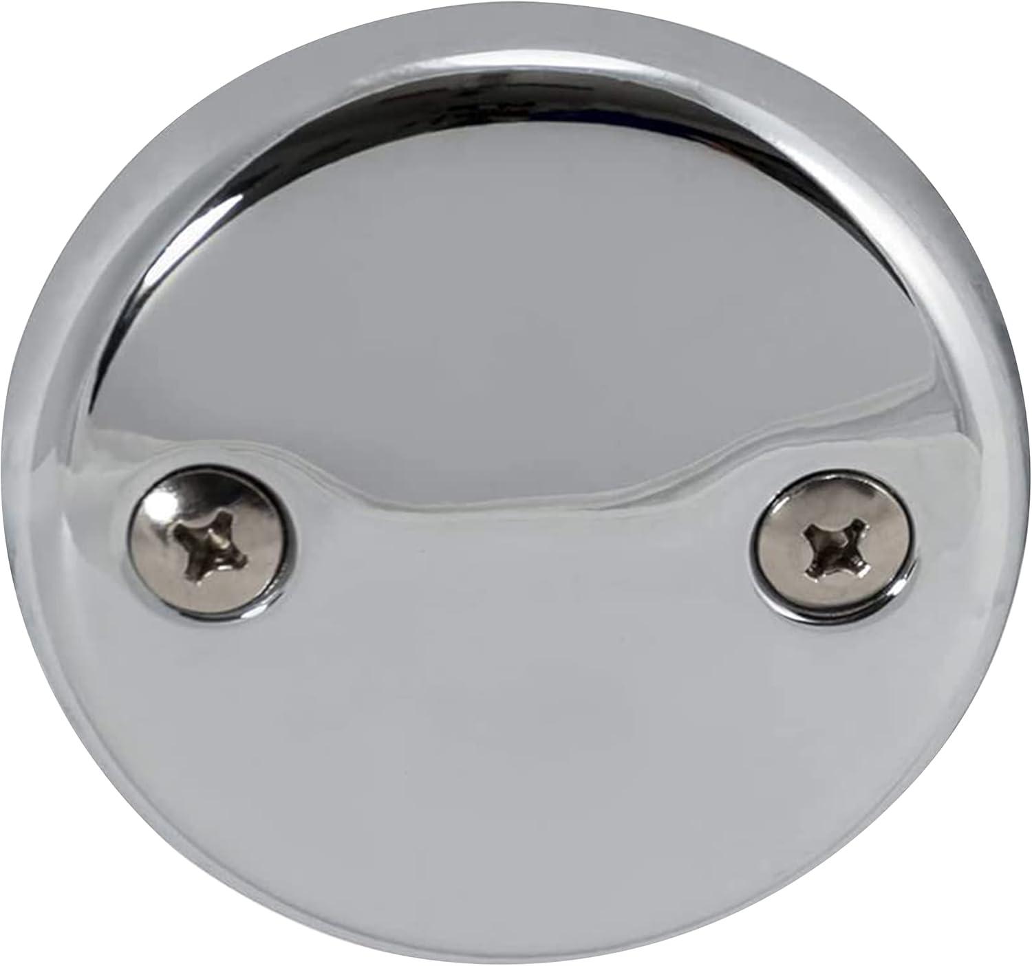 Chrome Round Two-Hole Overflow Face Plate with Brass Screws