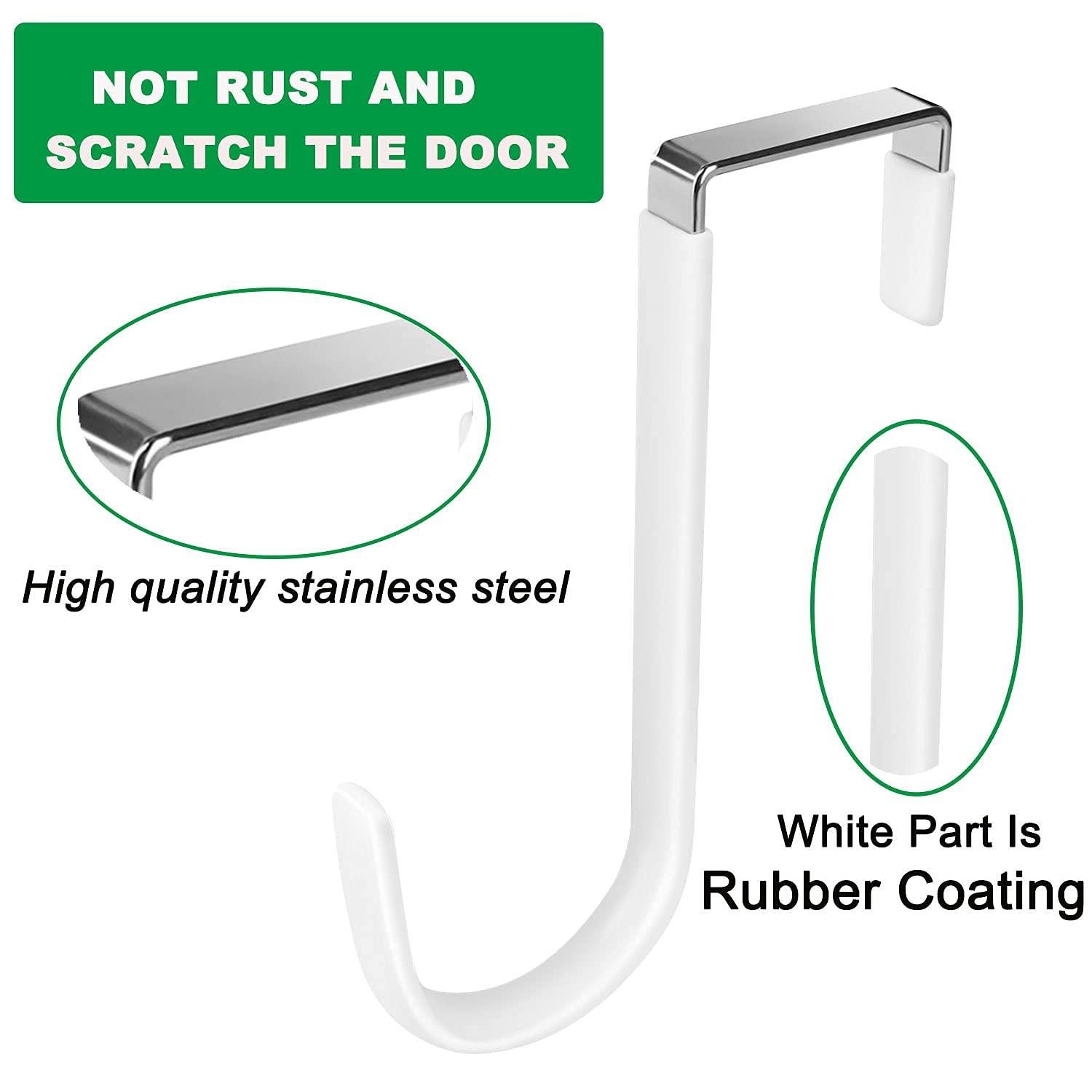 Over The Door Hooks, 4 Pack Upgraded Long Door Hangers Hooks with Rubber Prevent Scratches Heavy Duty Organizer Hooks for Hanging Clothes, Towels, Hats, Coats, Bags Black
