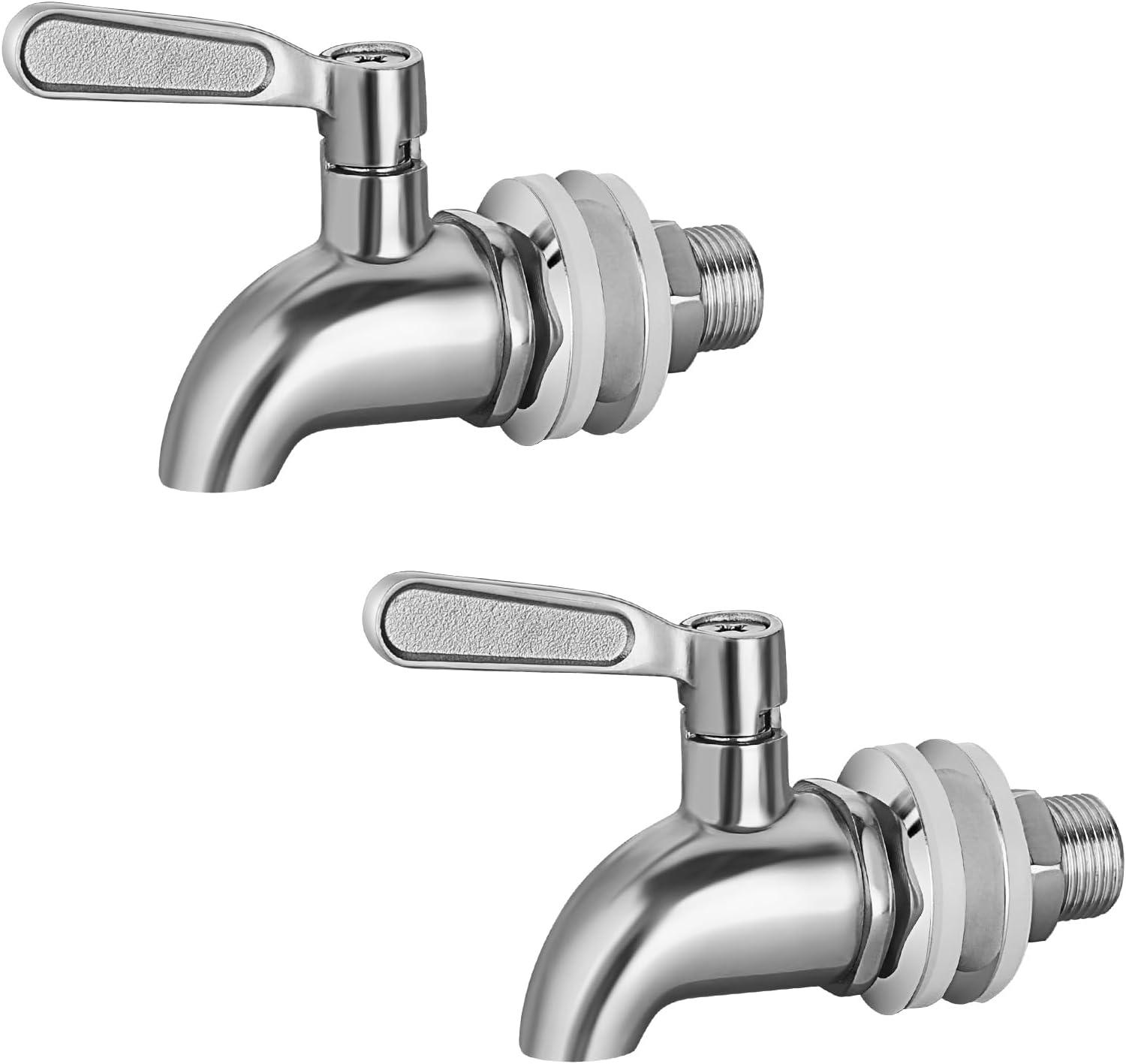 Polished Stainless Steel Beverage Dispenser Replacement Spigot Set