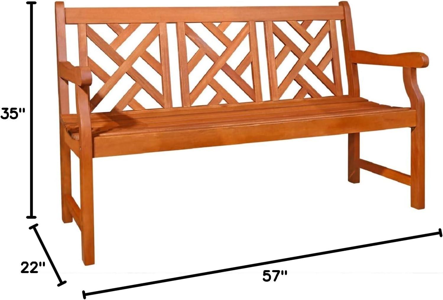 Malibu Natural Eucalyptus 3-Seater Outdoor Garden Bench