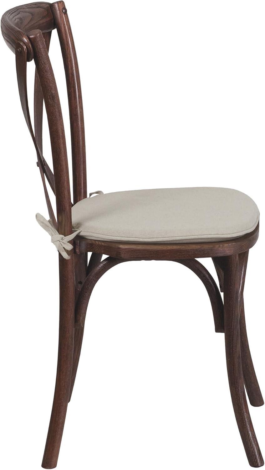 Flash Furniture HERCULES Series Stackable Mahogany Wood Cross Back Chair with Cushion