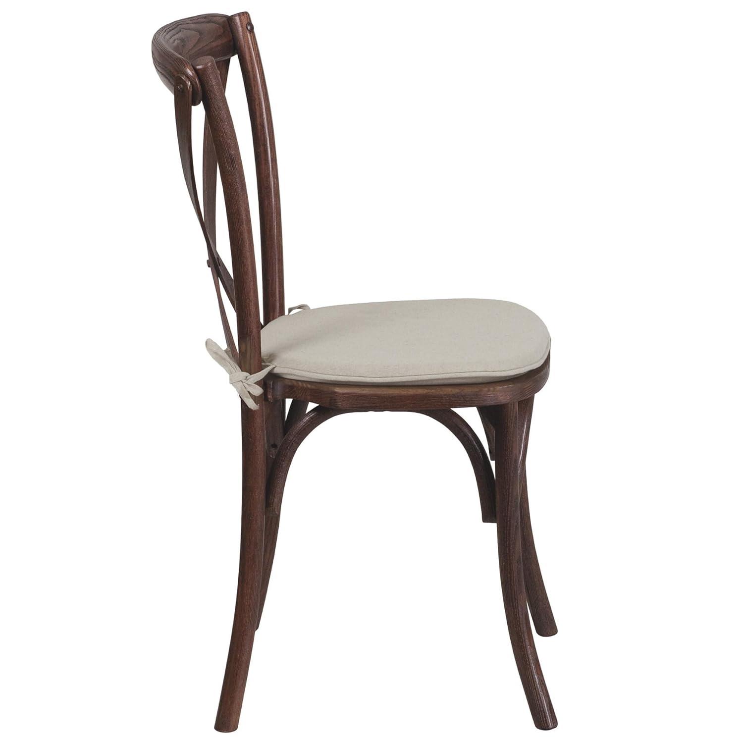 Flash Furniture HERCULES Series Stackable Mahogany Wood Cross Back Chair with Cushion