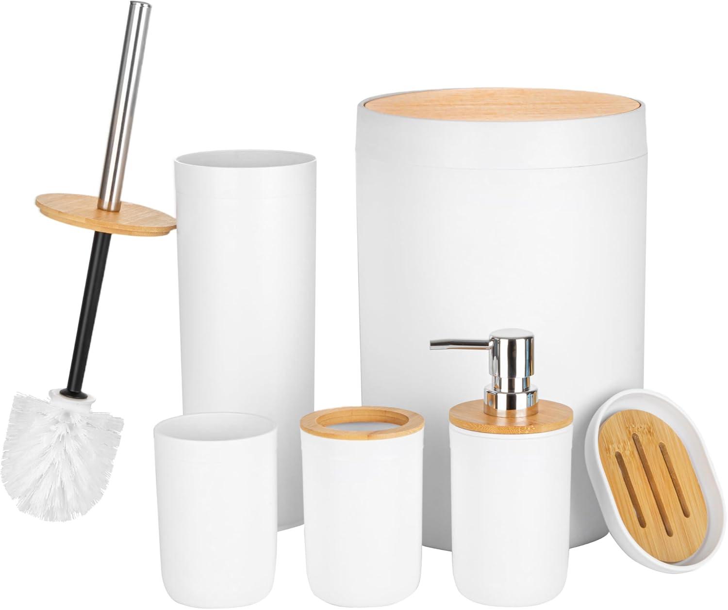 Home-Complete 6-Pc Bathroom Accessories Set, White