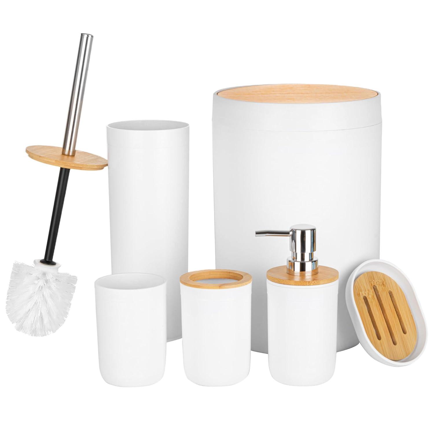 Home-Complete 6-Pc Bathroom Accessories Set, White