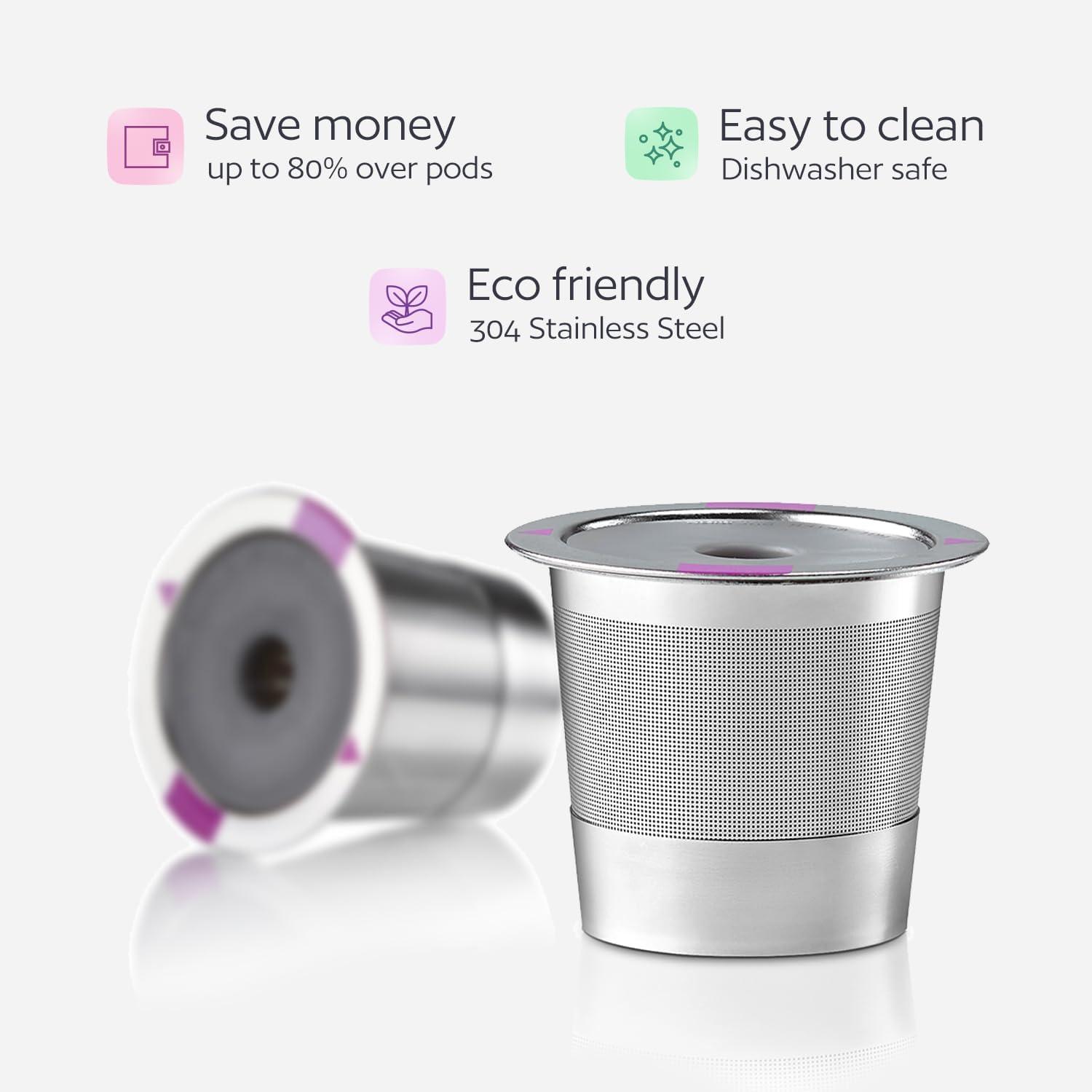 Stainless Steel Reusable K Cup For K eurig 1.0 & 2.0 Coffee Makers, BENFUCHEN Universal Refillable K-Cups Reusable Steel Coffee Filter Pods For K eurig K Select Coffee Brewer, 1 Packs