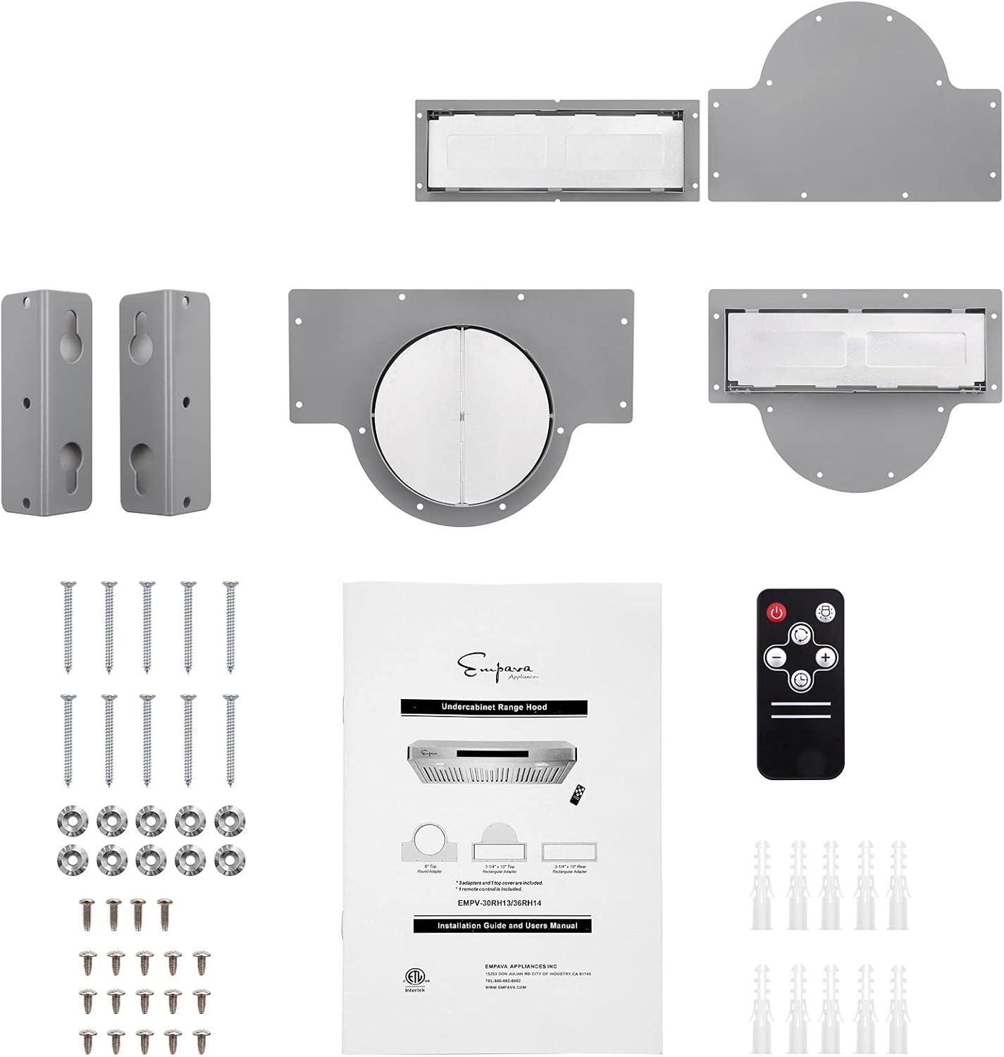 Empava 36" Stainless Steel 500 CFM Ducted (Vented) Wall Range Hood with Baffle Filter