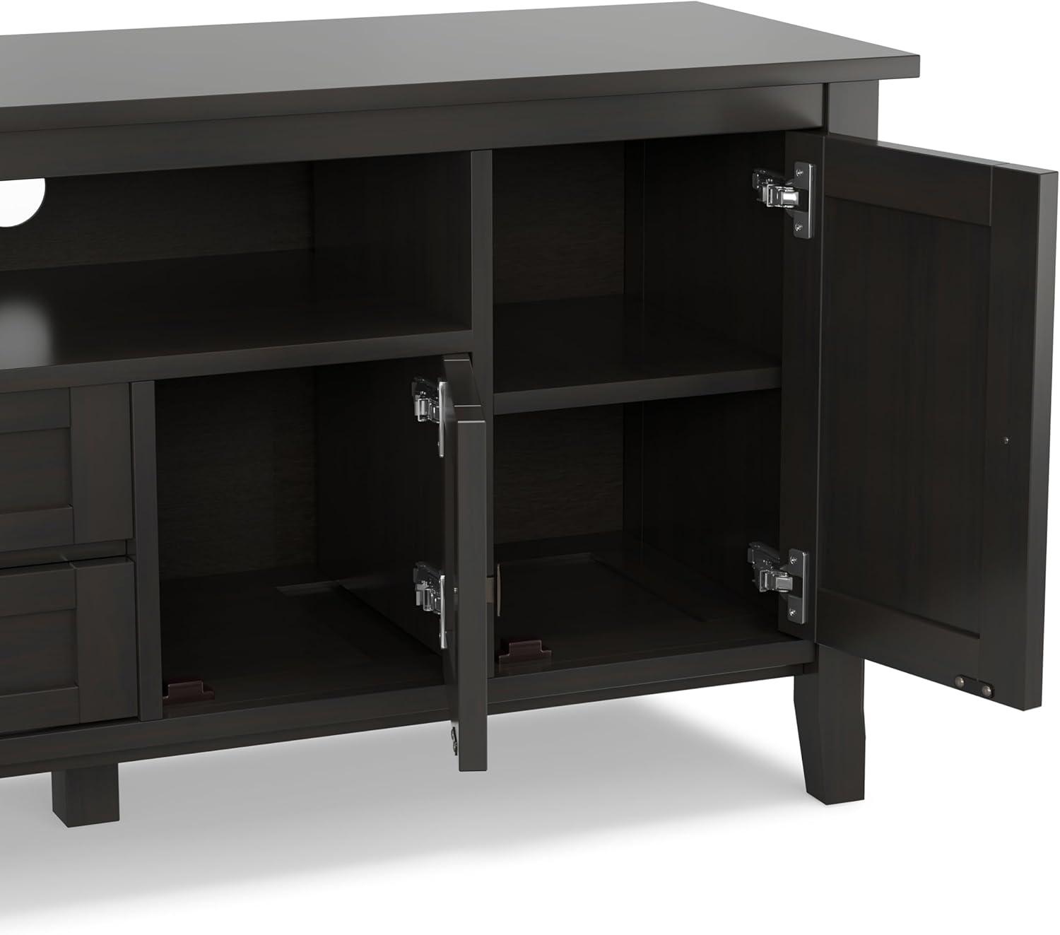 Simpli Home Warm Shaker 72"W Solid Wood TV Stand for TVs up to 80" with 4 Storage Cabinets and 2 Drawers