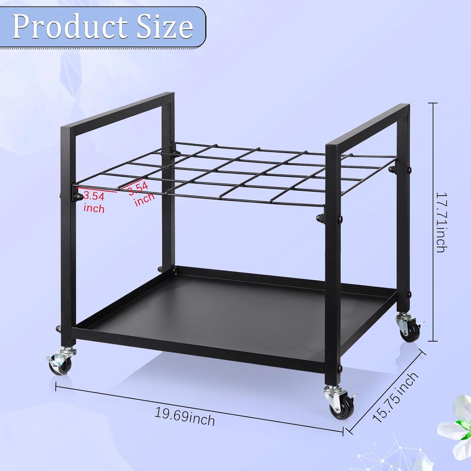 Black Metal 20-Slot Mobile Blueprint Storage Rack