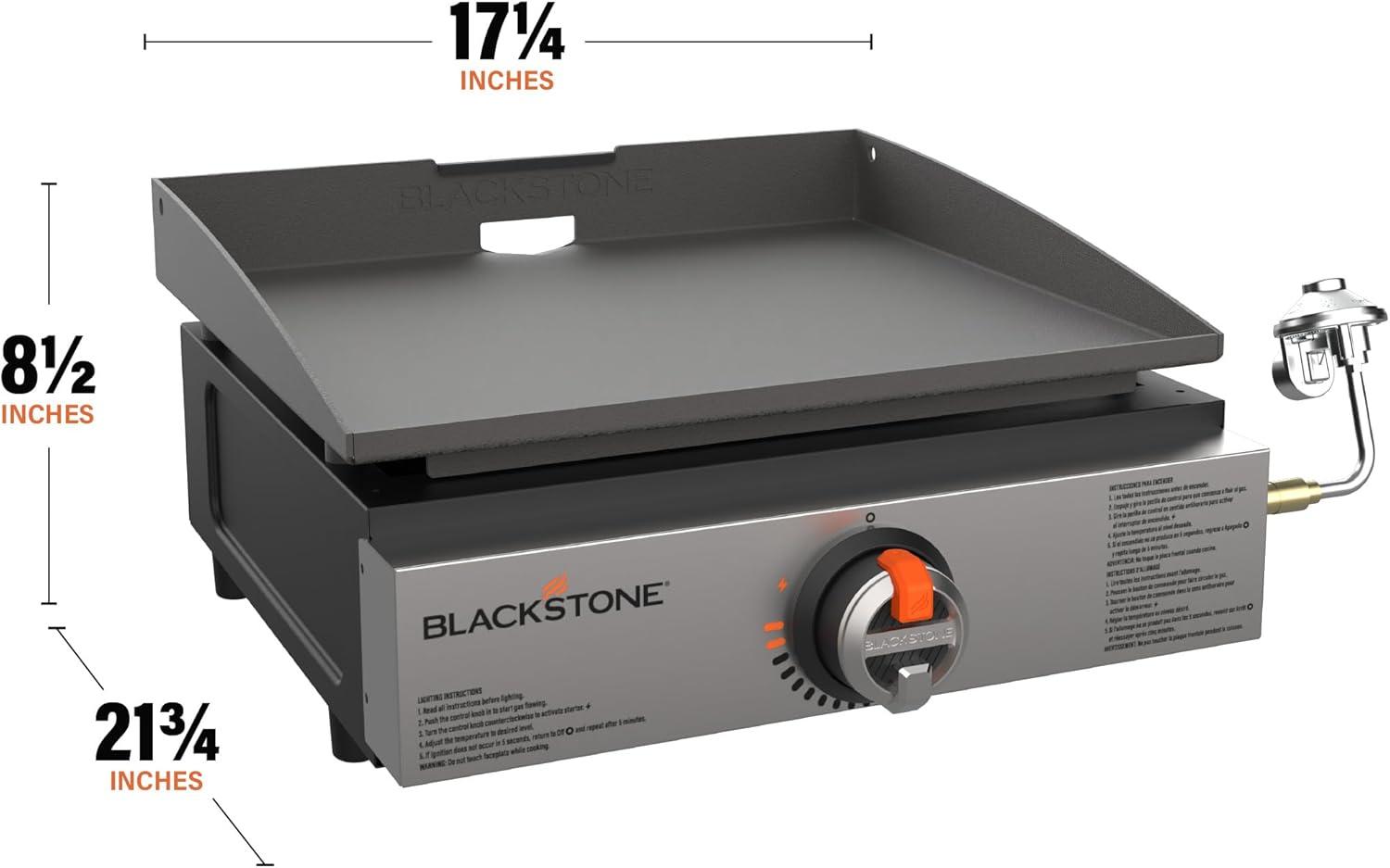 Original 17” Tabletop Griddle with Stainless Steel Front Plate, Powder Coated Steel, Black