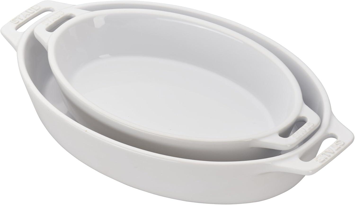 White Ceramic 2-Piece Oval Baking Dish Set