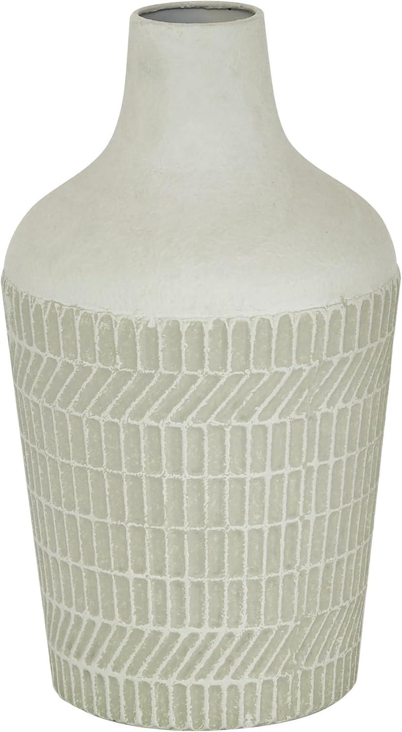 DecMode 13" Textured White Metal Vase