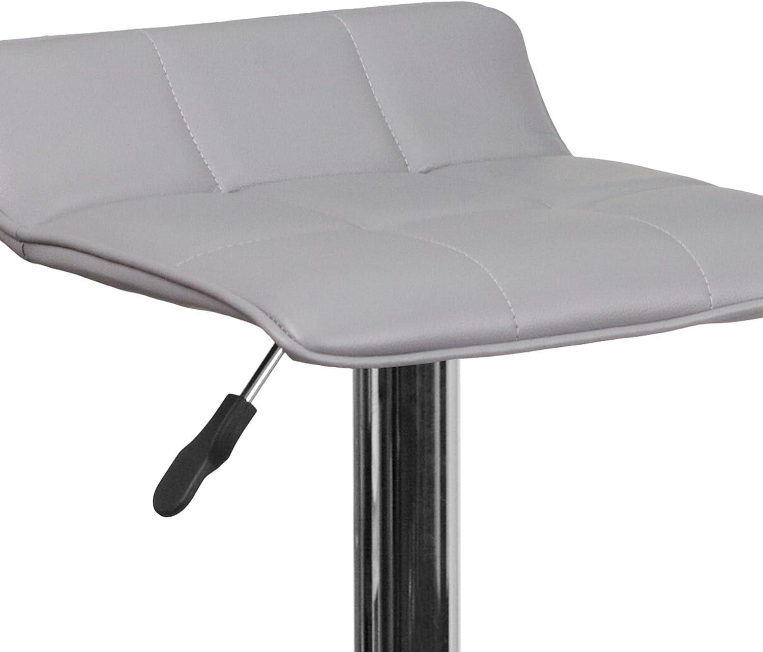 Flash Furniture Contemporary Black Vinyl Adjustable Height Barstool with Quilted Wave Seat and Chrome Base