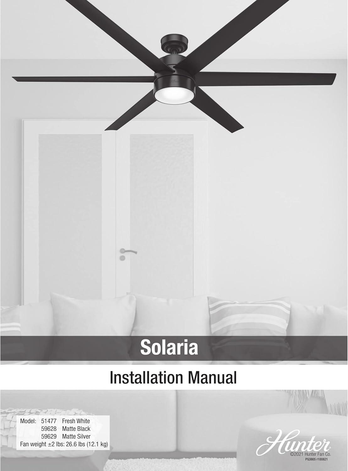 Solaria 72" Matte Silver Outdoor Ceiling Fan with LED Light and Remote