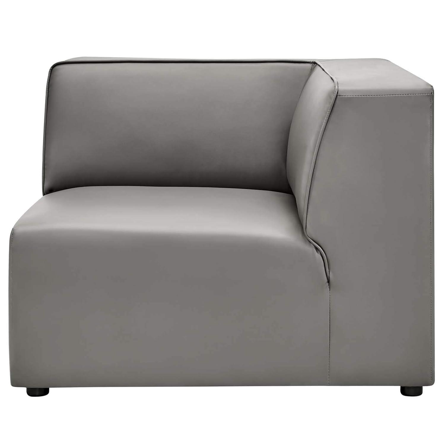 Mingle Vegan Leather Corner Chair Gray - Modway