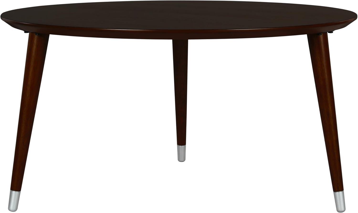 Espresso Wood Veneer Mid-Century Round Coffee Table