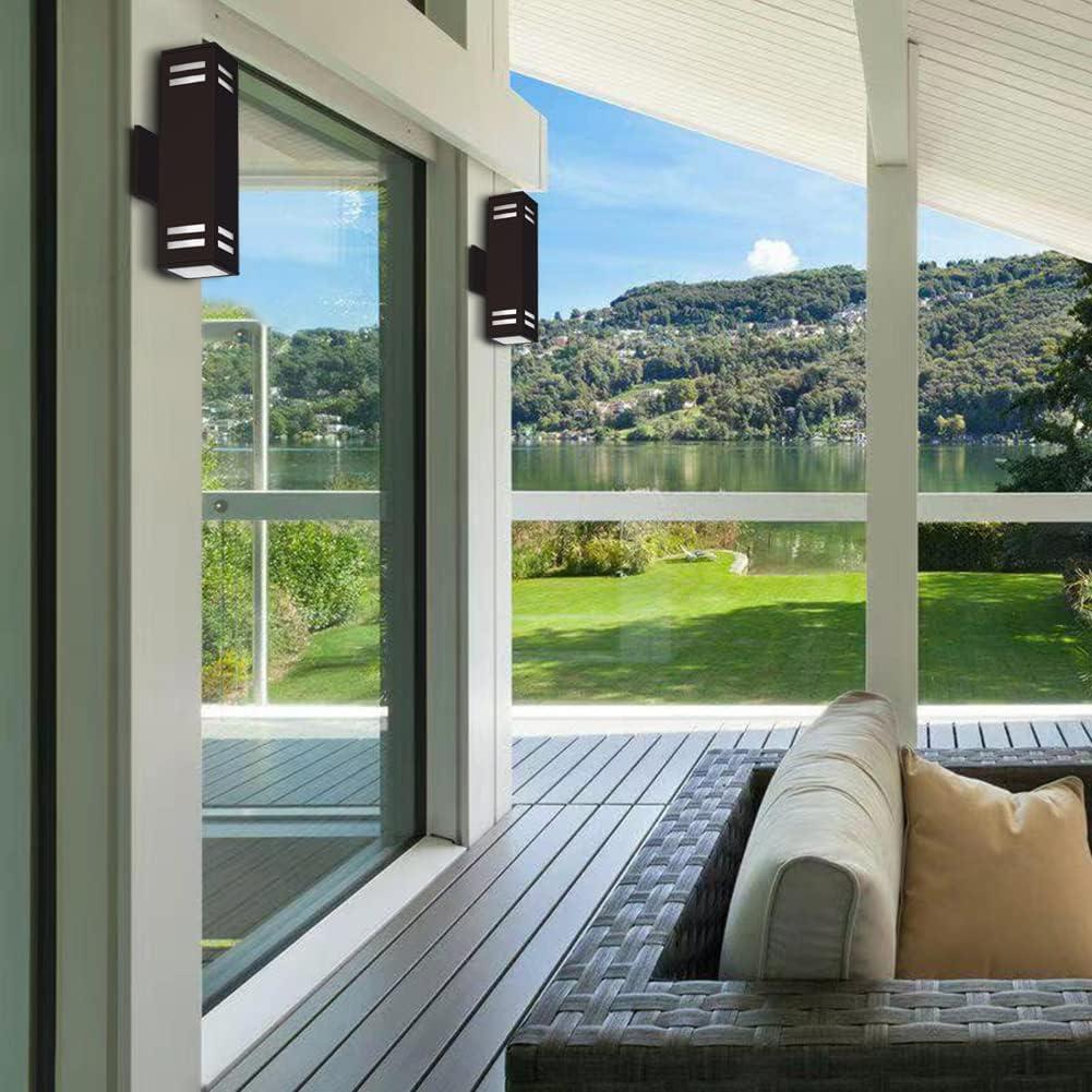 Modern Bronze Outdoor Waterproof Wall Sconce with Glass Shade