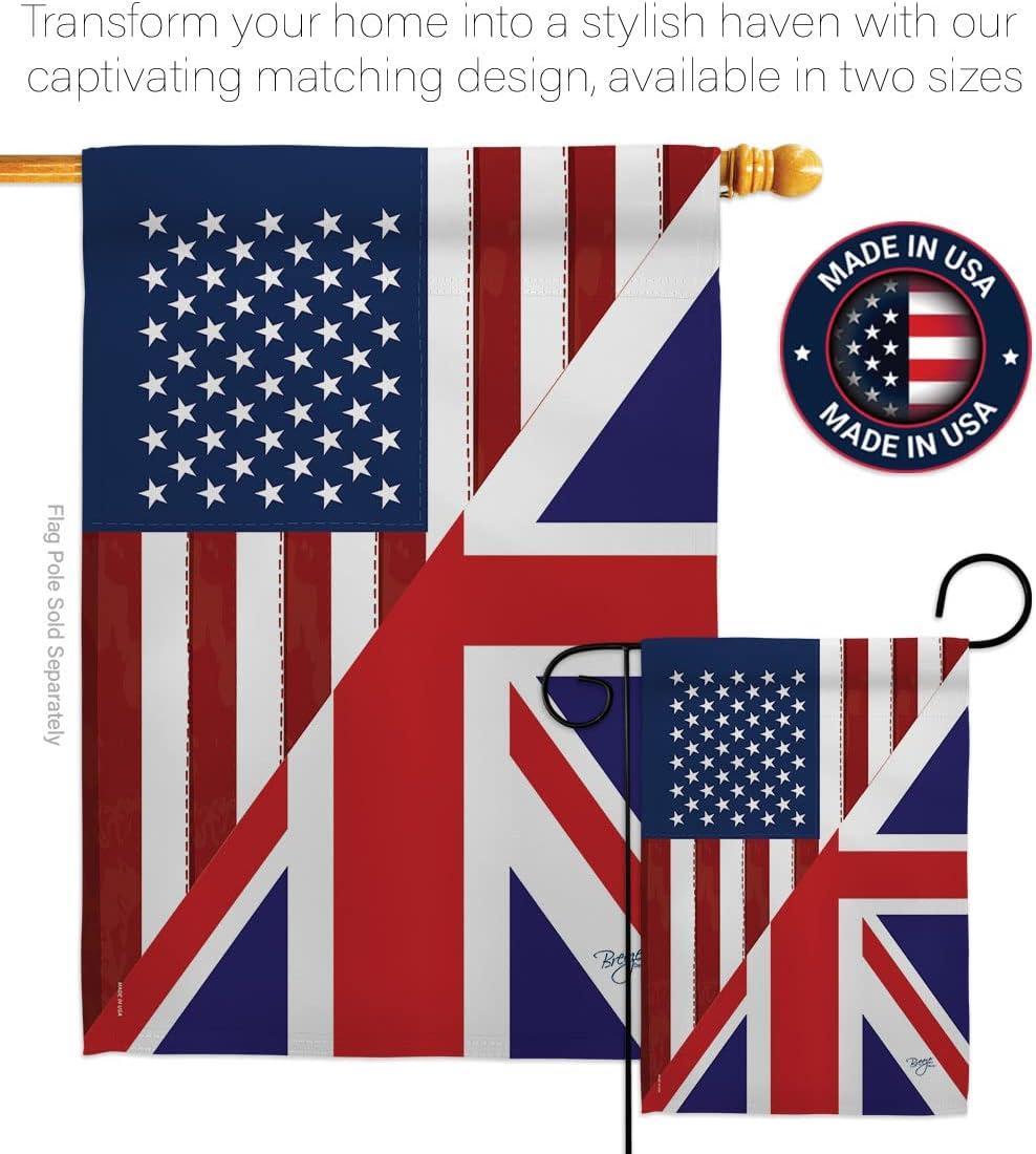 Breeze Decor 58380 US UK Friendship 2-Sided Impression Garden Flag - 13 x 18.5 in.