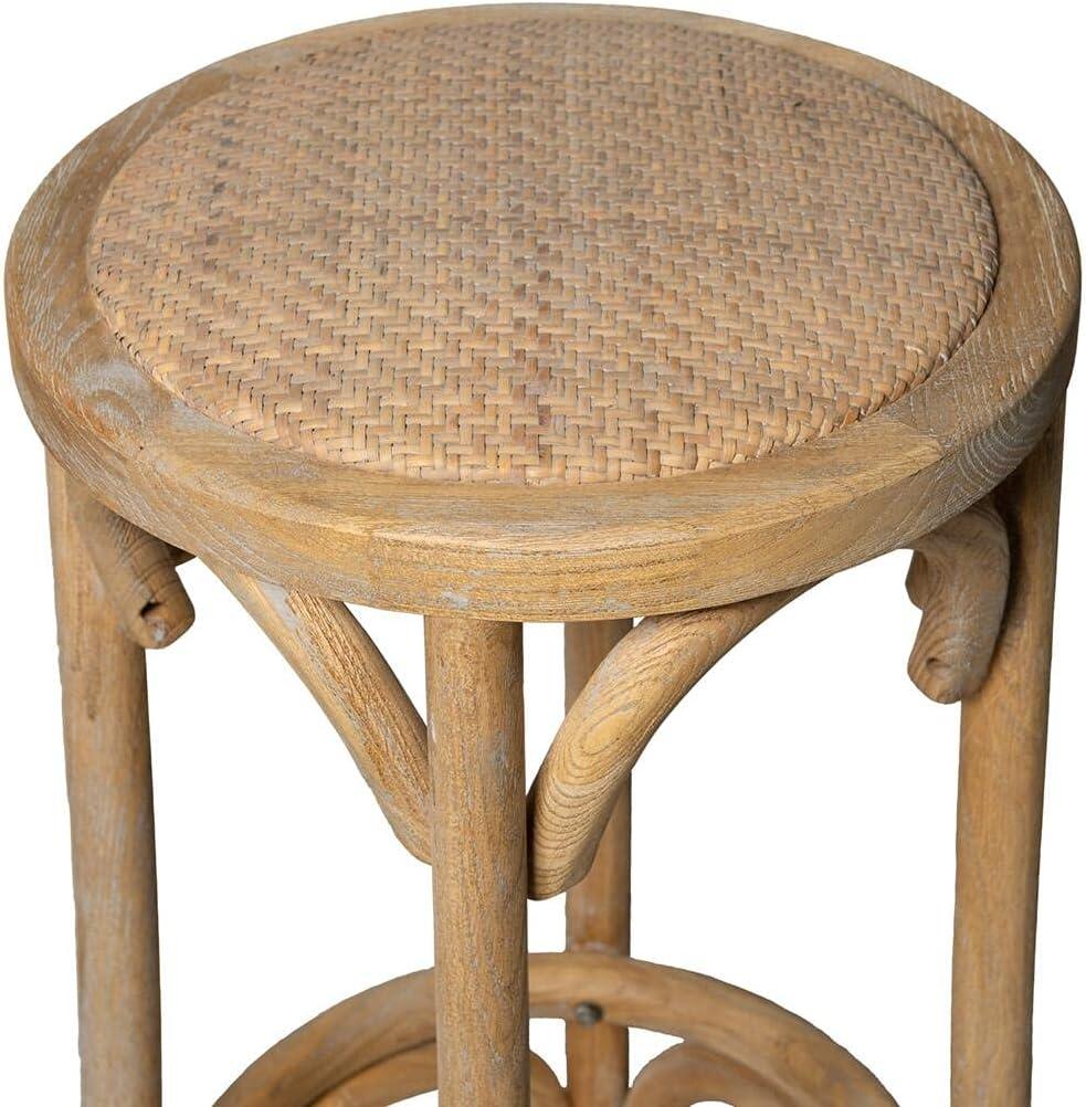 Dovecove Fredericksburg Round Rattan Seat Counter Stool with Solid Wood Frame