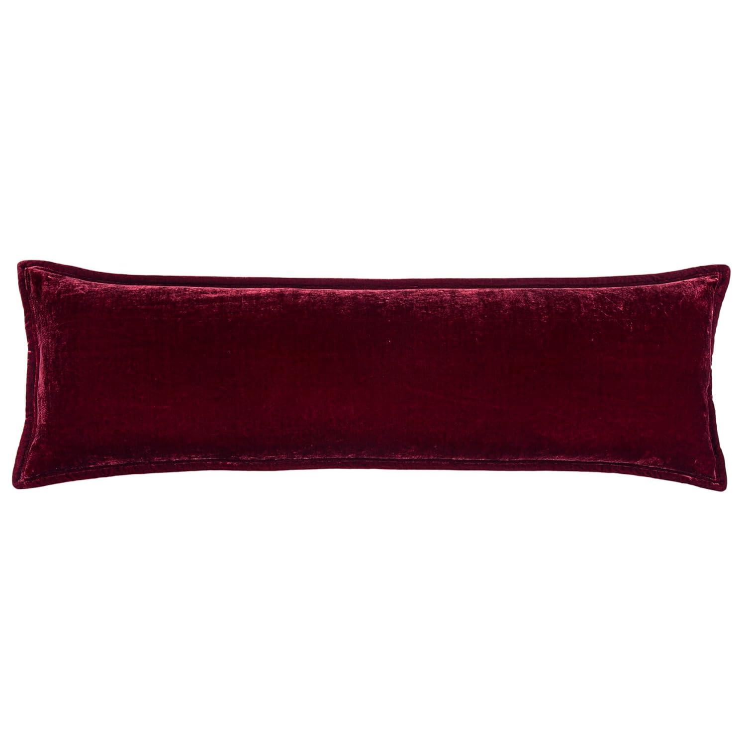 Stella Solid Faux Silk Velvet Romantic Western 14x42 inch Long Lumbar Pillow