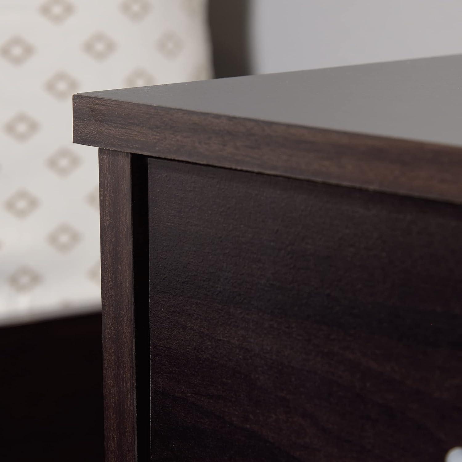 Cinnamon Cherry Finish Nightstand with Drawer and Open Shelf