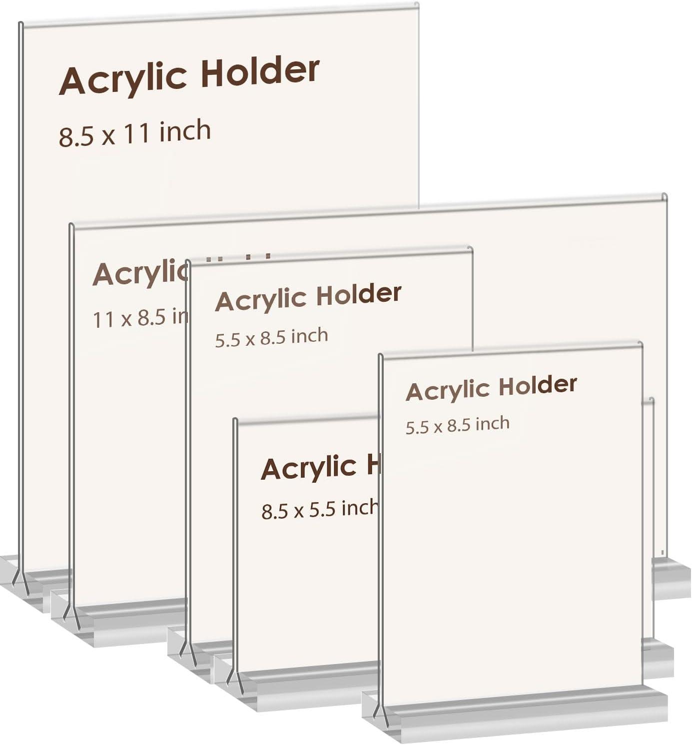 newnewshow Acrylic Sign Holder 5.5x8.5 Inch 3 Pack Horizontal T Shape Double-Sided Desktop Display Holder. (Optional 8.5x11 8.5x5.5 5x7 Horizontal and Vertical)