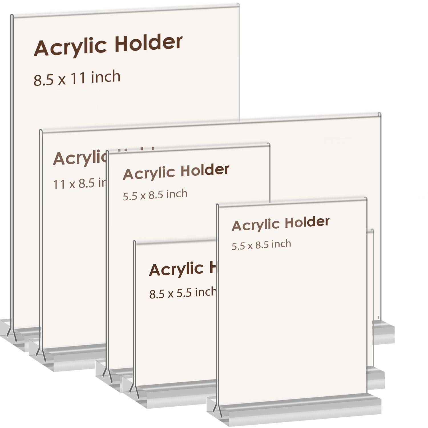 newnewshow Acrylic Sign Holder 5.5x8.5 Inch 3 Pack Horizontal T Shape Double-Sided Desktop Display Holder. (Optional 8.5x11 8.5x5.5 5x7 Horizontal and Vertical)