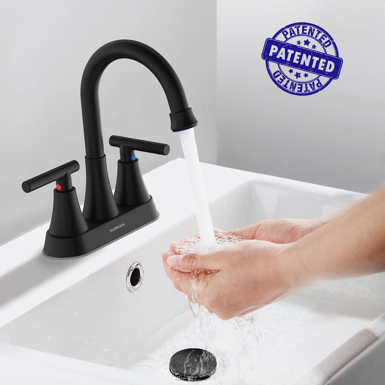 Matte Black Stainless Steel 4-Inch Centerset Bathroom Faucet