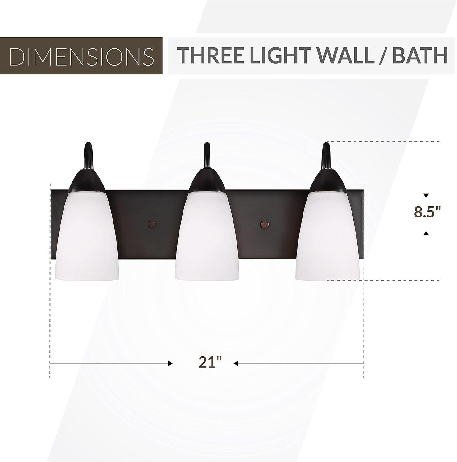 Seville Bronze 3-Light Wall Bath with Etched Glass Diffusors