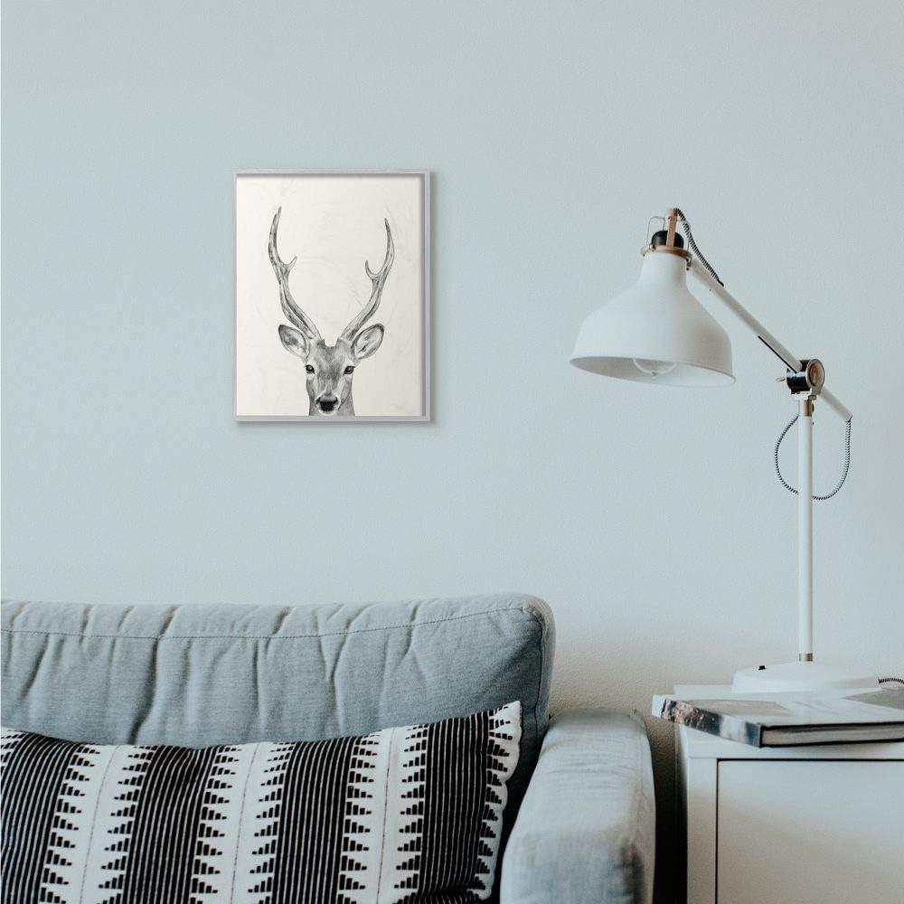 Stupell Industries Deer Portrait Grey Drawing Design Framed Wall Art by Victoria Borges