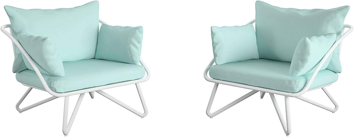 Teddi Powder Coated Steel Outdoor Lounge Chair with Cushions