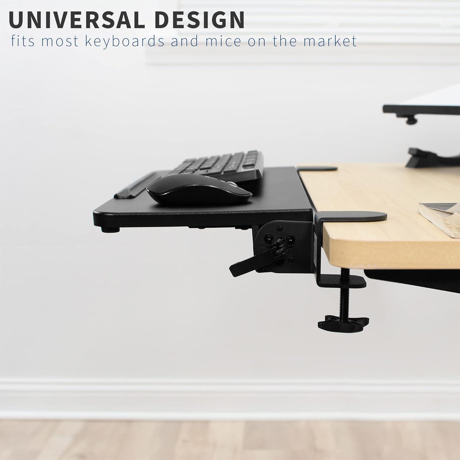 VIVO Clamp On Tilting Keyboard Tray, 26 (31 Including Clamps) x 9 inch Extension Platform for Typing and Mouse Work, Elbow and Arm Support Rest, White, MOUNT-KB06HW