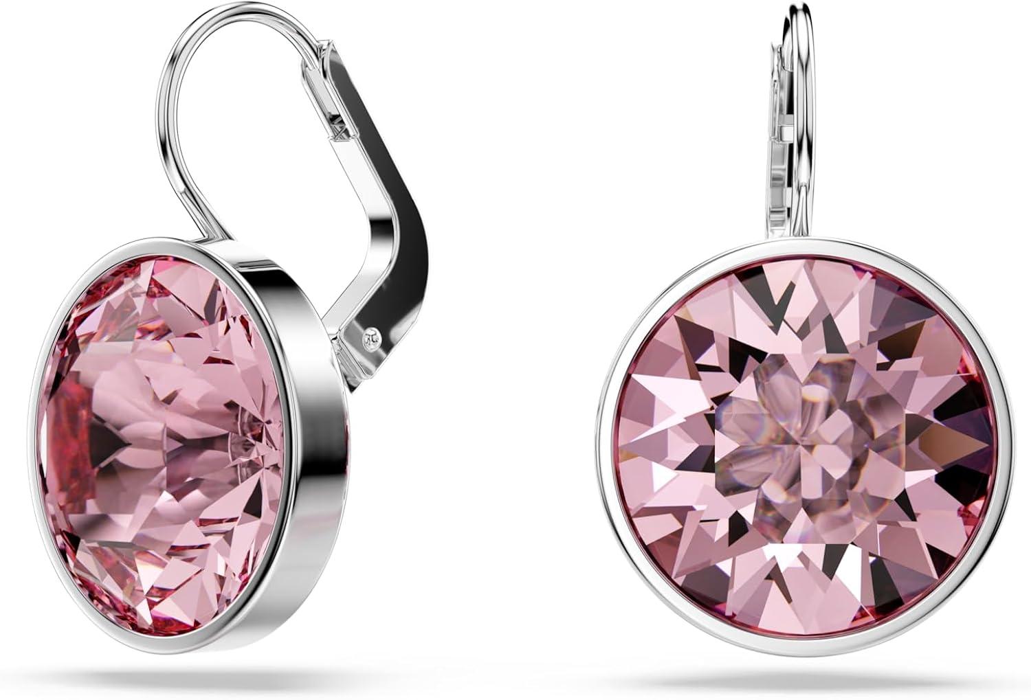Swarovski Bella Drop Earrings, Round Cut Crystal, Lever Back Closure