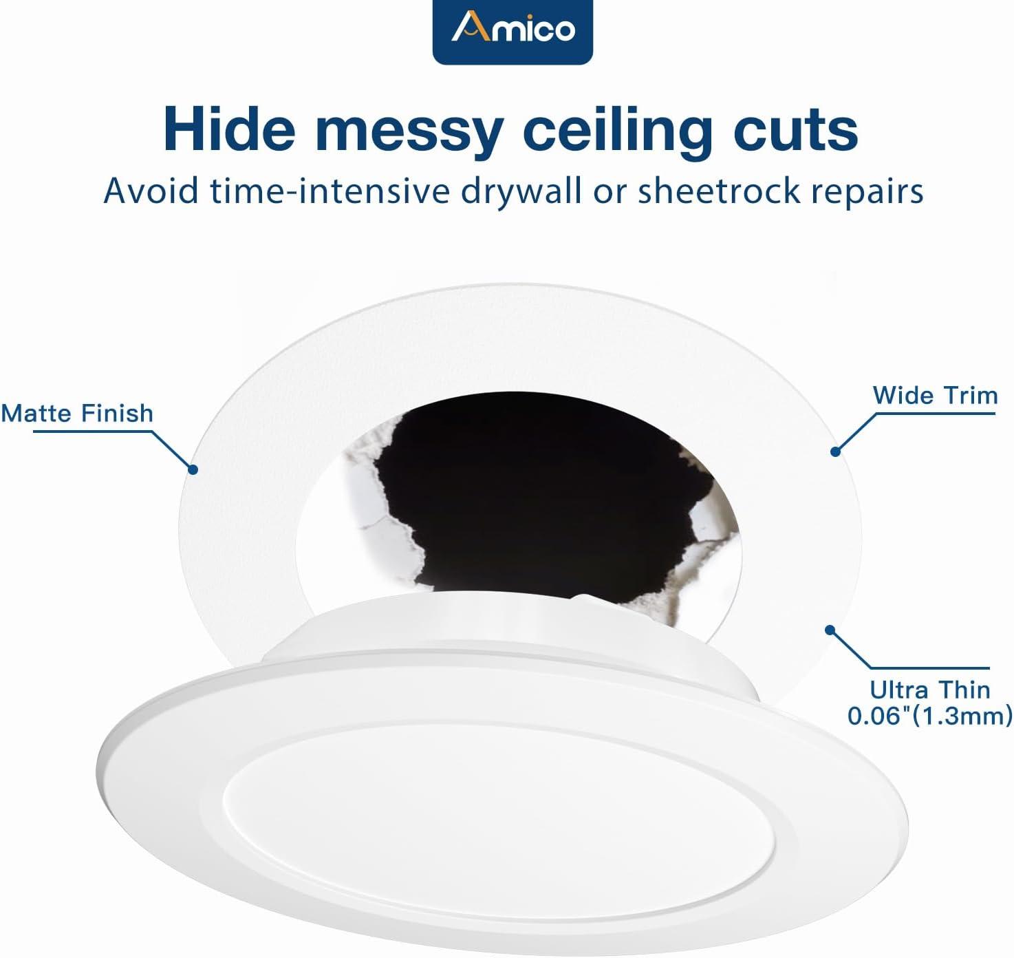 White Circular LED Recessed Light Goof Trim Rings, 6-Pack