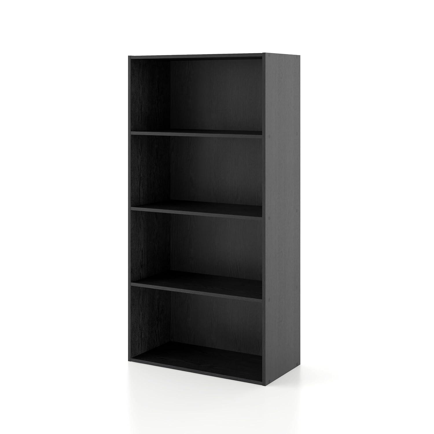 24/7 Shop At Home 47" Silkpath Modern 4 Tier Stackable and Modular Bookcase Black: Modular Organizer, MDF Wood