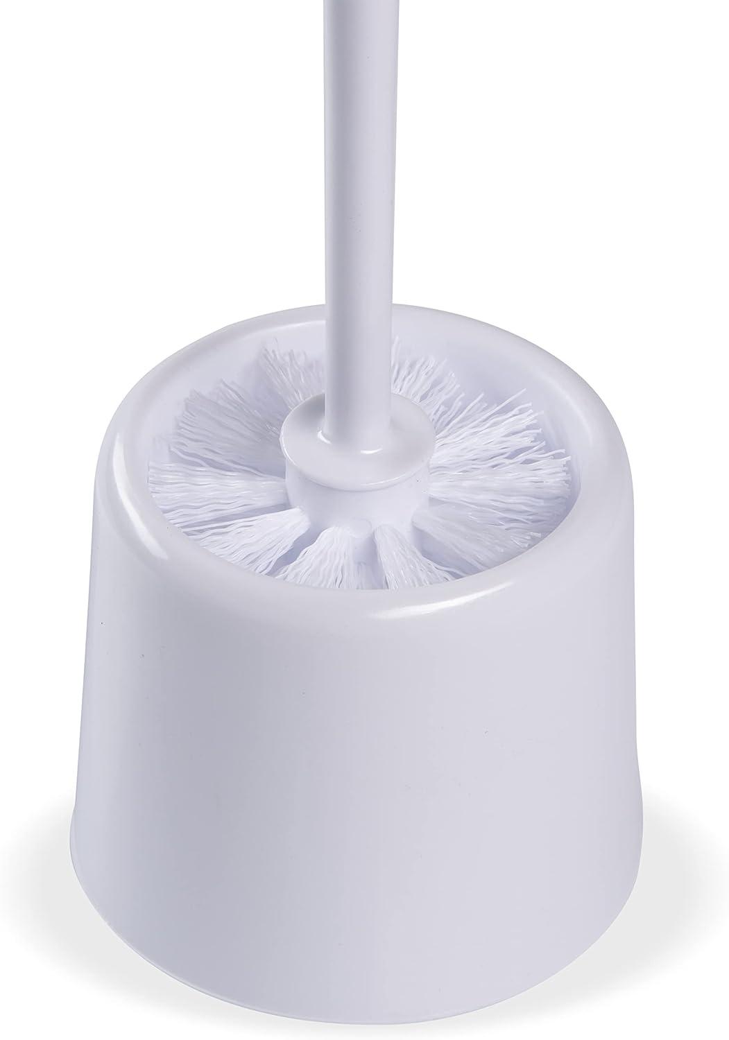 White Polypropylene Toilet Brush with Holder, 14.5" Height