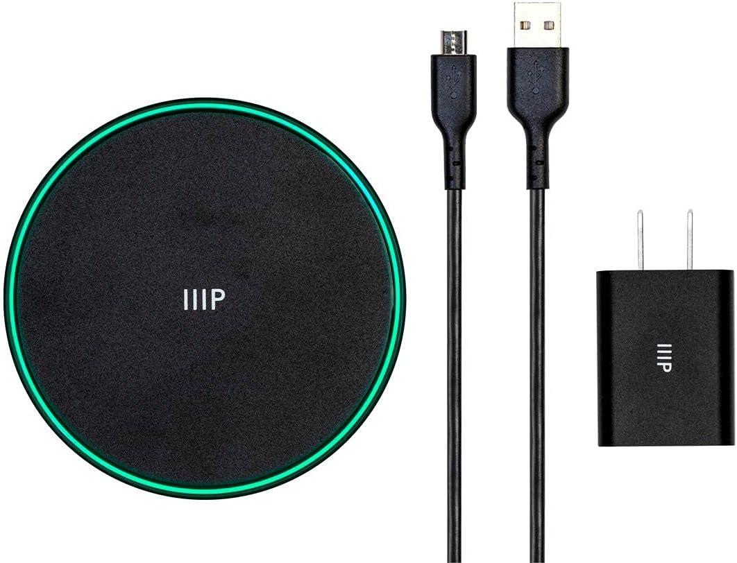 Monoprice Wireless Charger, Qi-Certified 15W Fast Charging Pad with QC3.0 AC Adapter For iPhone 12/12 Pro/11/11 Pro/XR/XS/X/8/8+/Airpods, Galaxy