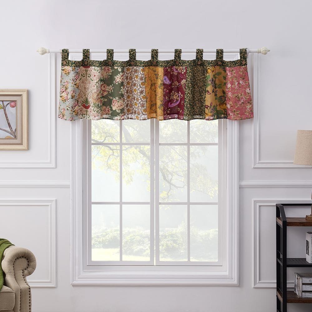 Antique Chic Cotton Patchwork Tailored 84" Window Valance