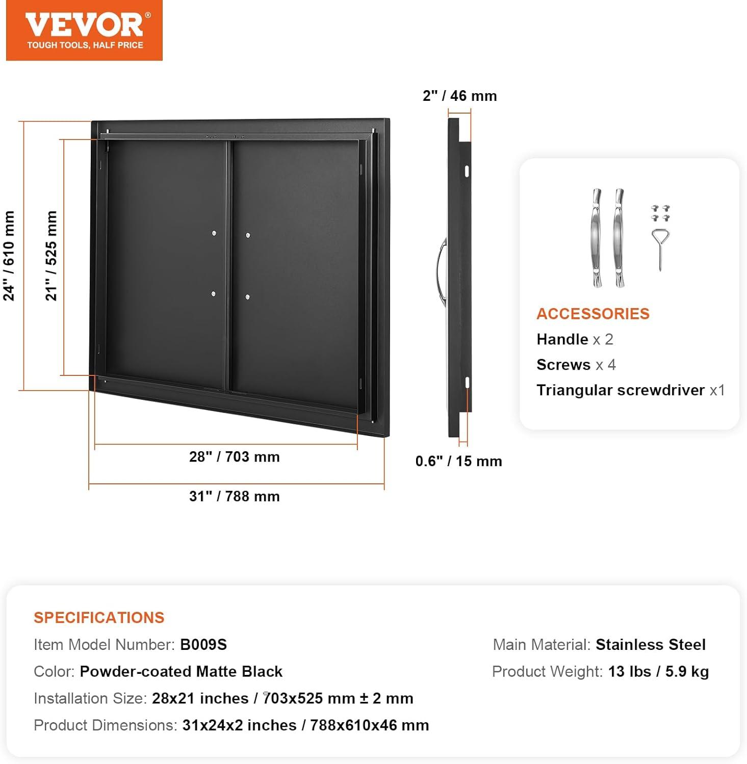 VEVOR 31x24 Inch BBQ Island Access Door Outdoor Kitchen Door Cold Plate