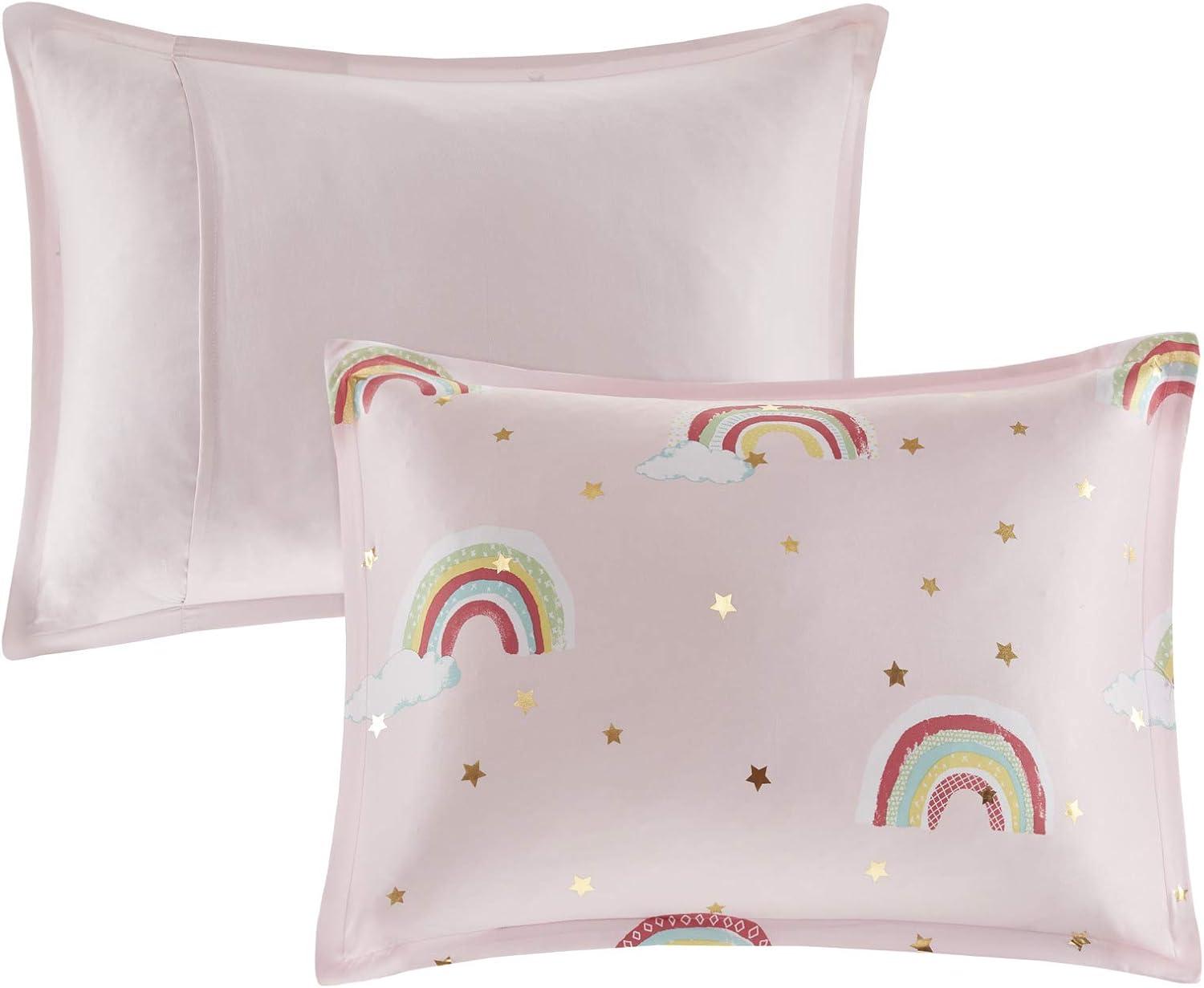 Alicia Rainbow and Metallic Stars Comforter Set with Bed Sheets