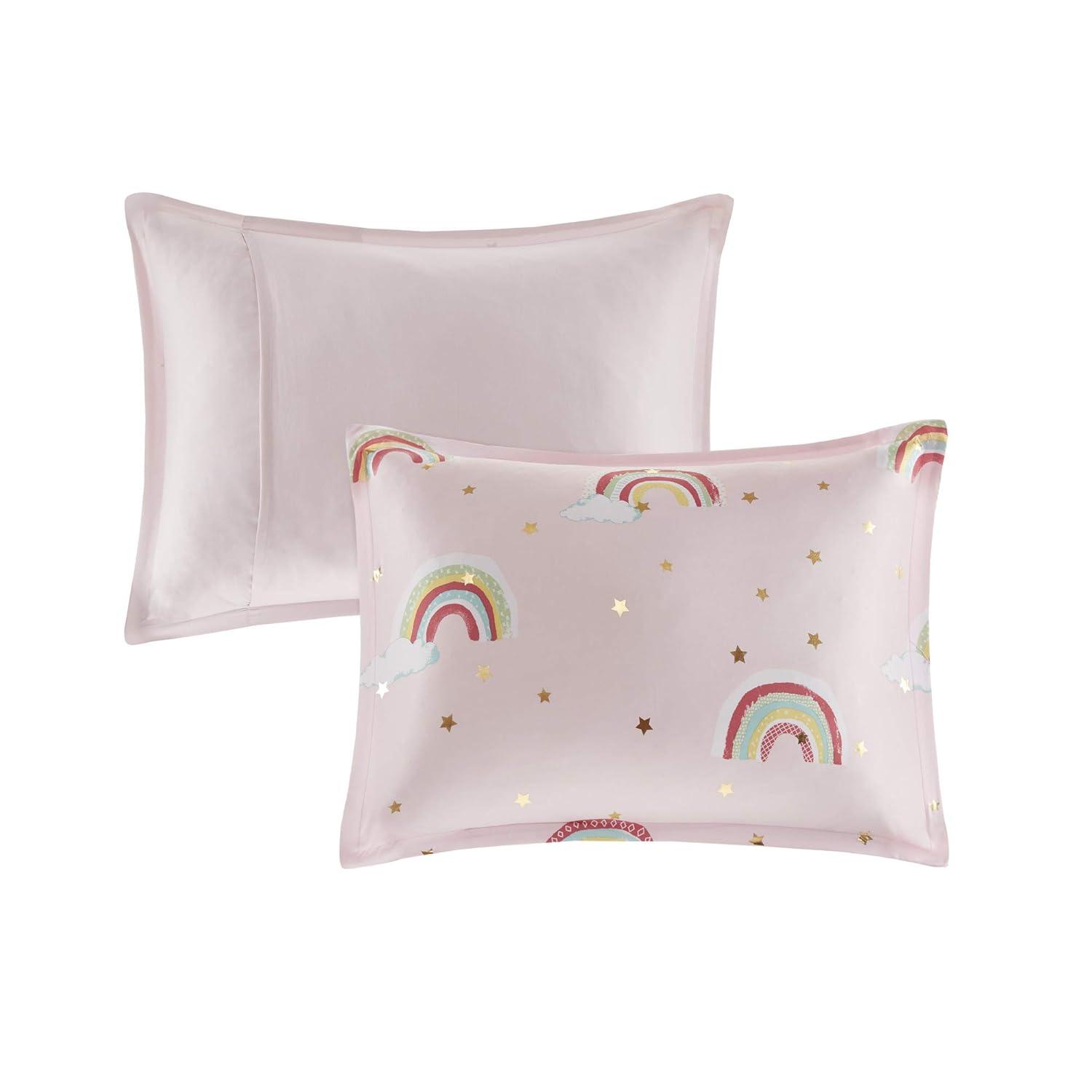 Intelligent Design Kids Alicia Rainbow and Metallic Stars Comforter Set with Bed Sheets