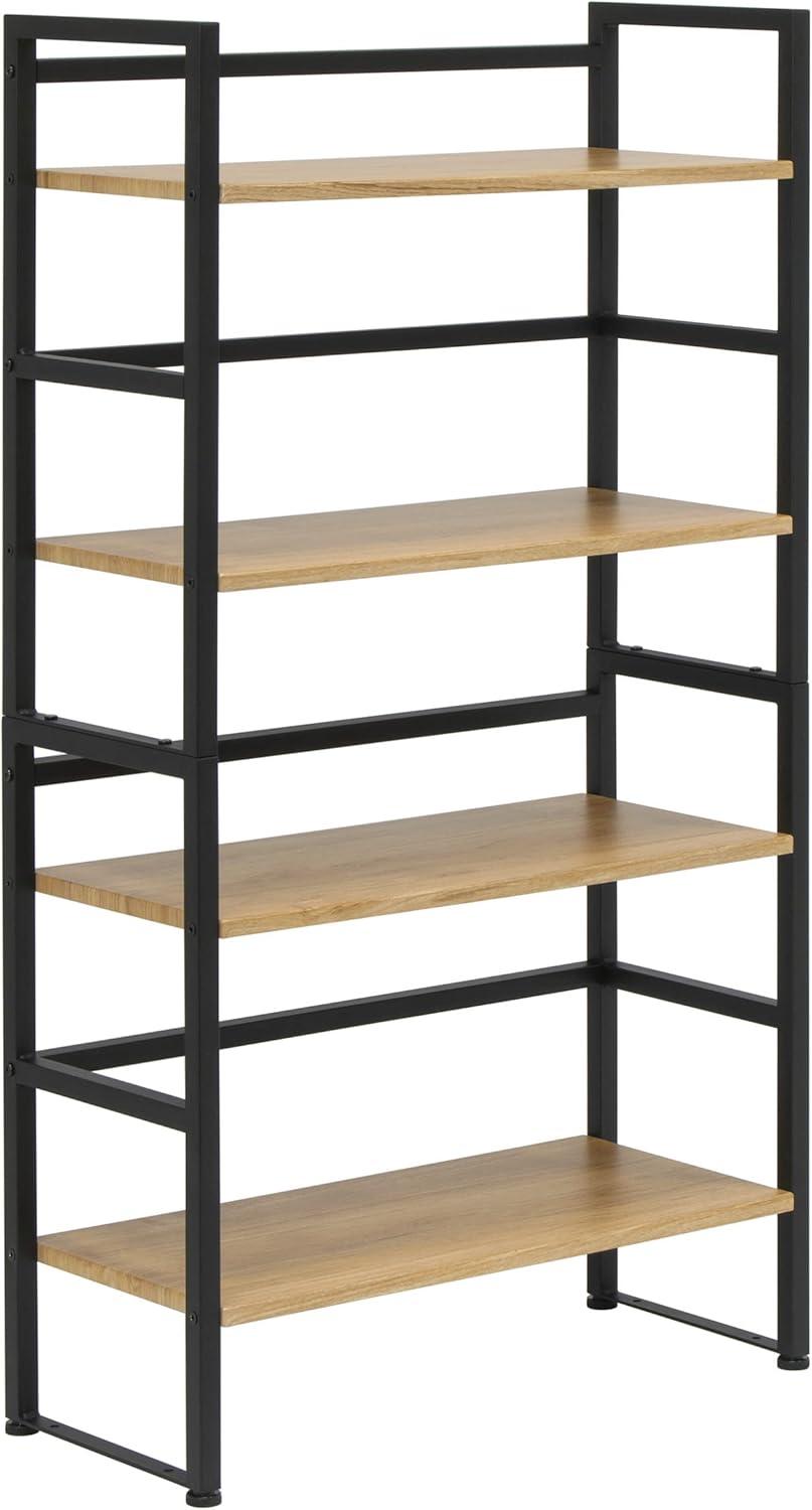 47.5" 4 Shelf or 2 Shelf Stackable Bookshelf Graphite Black/Ashwood - Calico Designs: Modern Metal Frame, Novelty Design