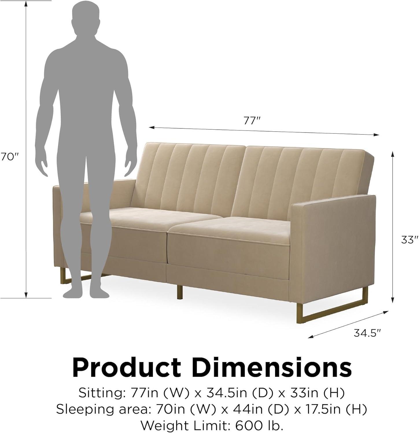 Skylar Full / Double 77'' Velvet Tufted Convertible Sofa