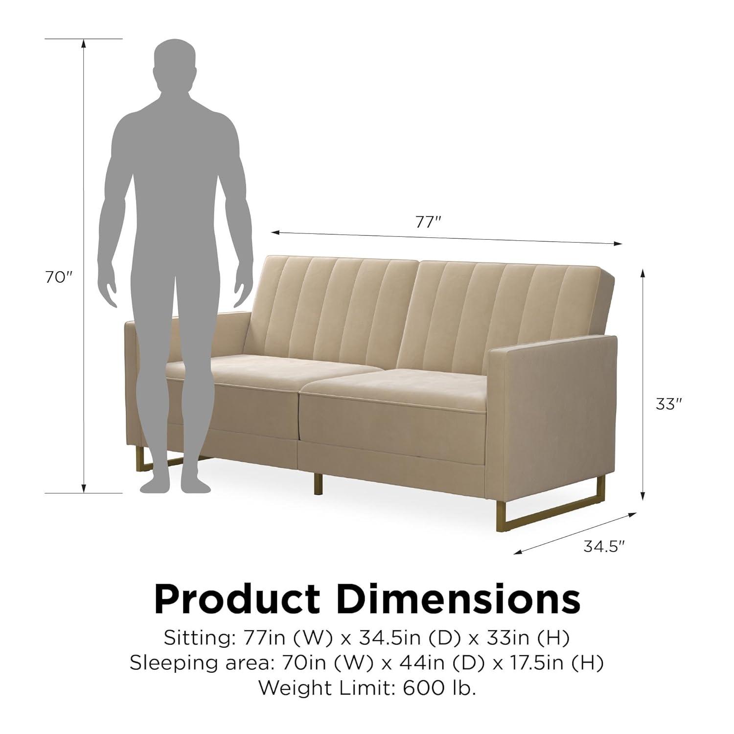 Skylar Full / Double 77'' Velvet Tufted Convertible Sofa
