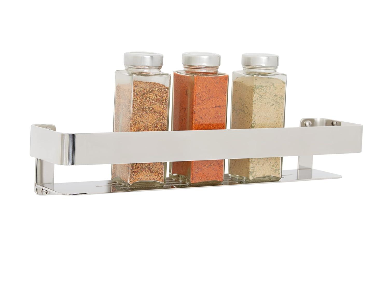 Floating Rectangular Shower Shelf with Rail in a Satin Finish