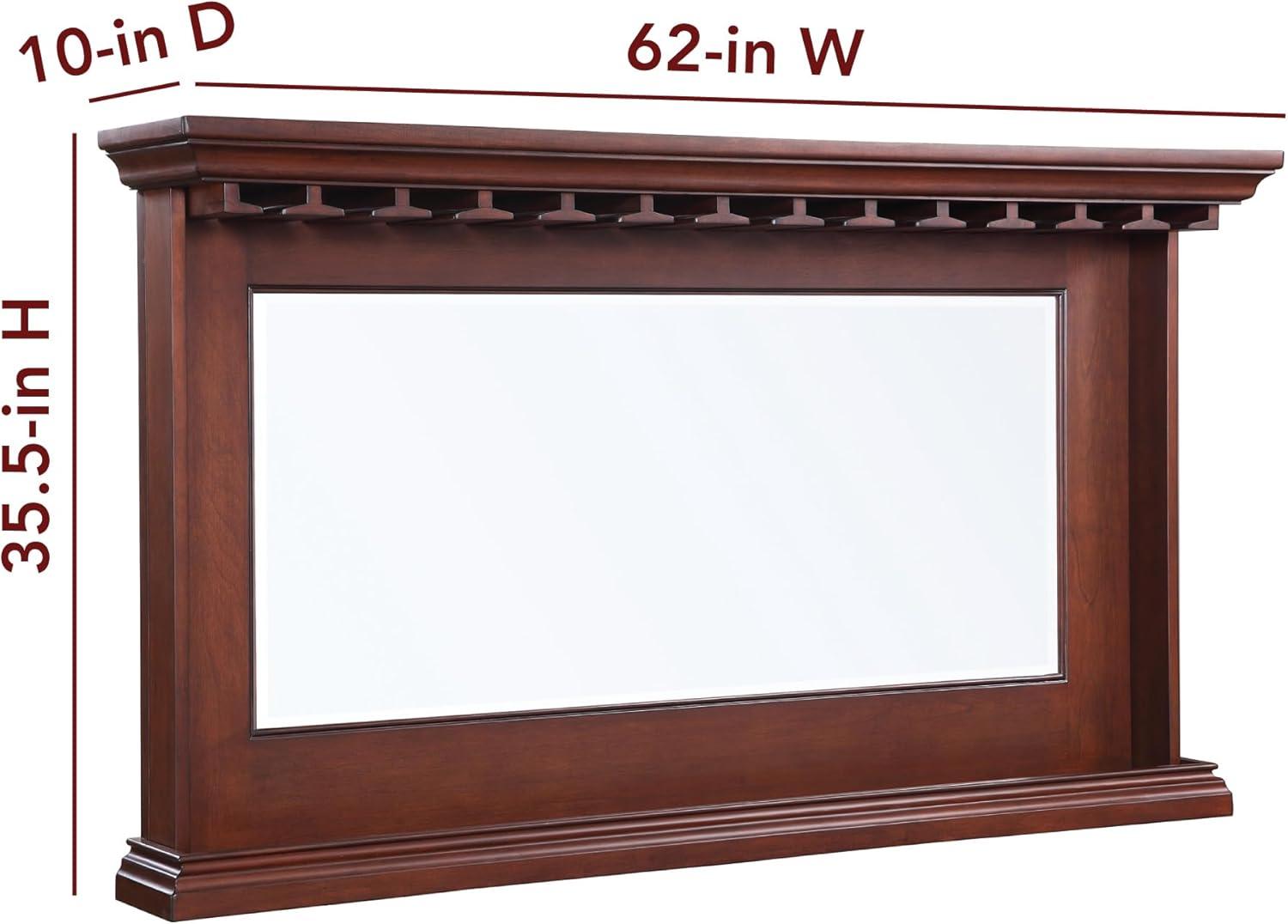 Elegant Seville Walnut Full-Length Bar Mirror with Stemware Storage