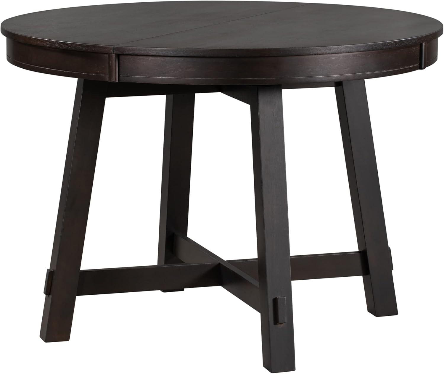 LUMISOL 42"-58" Round Extendable Dining Table, Solid Wood Dining Table with 16" Leaf, Farmhouse Round Kitchen Table with Solid Wood Frame for 4-6, Espresso