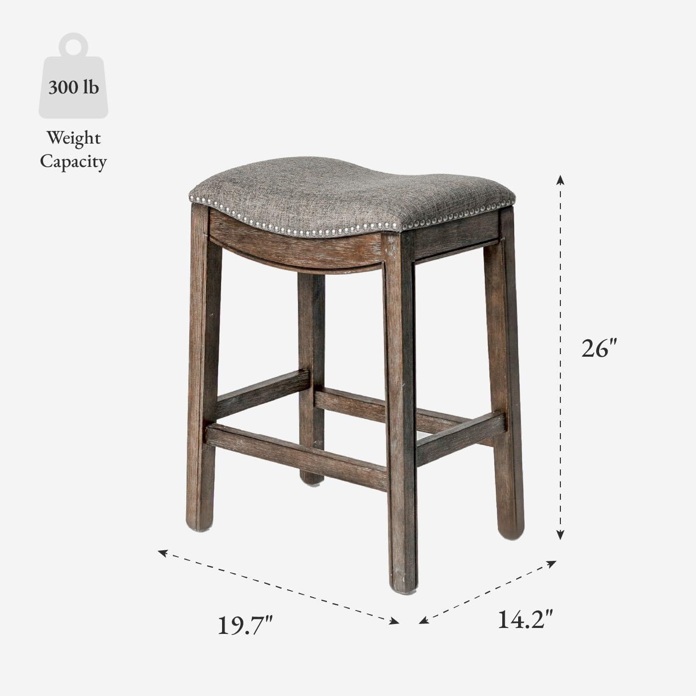 Maven Lane Maven Lane Adrien Backless Saddle Kitchen Stool with Fabric Upholstery