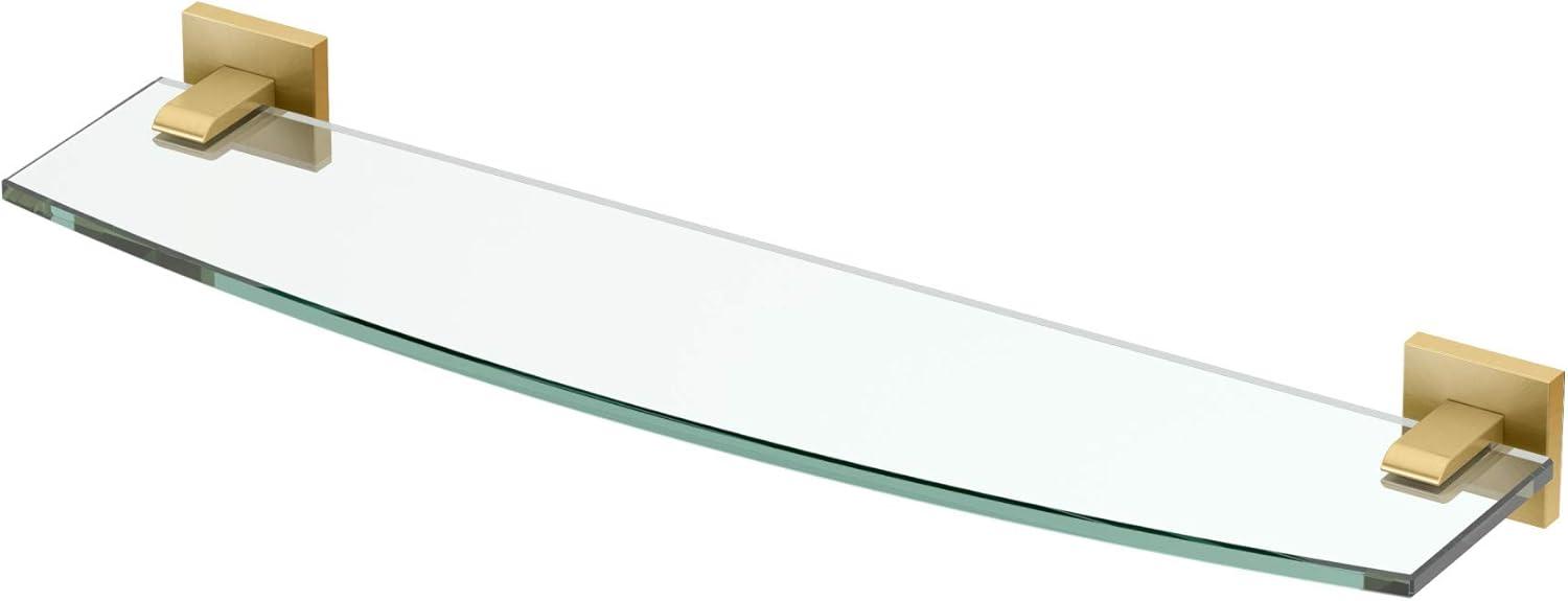 Elevate 20.13" Brushed Brass Wall Mounted Glass Shelf